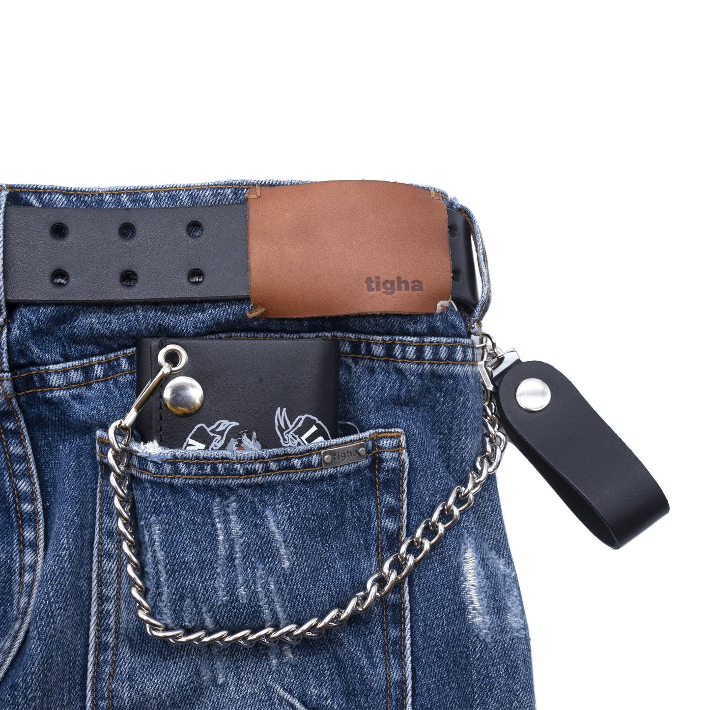 Set of 3 – 2 Wallets + 1 Genuine Leather Belt – Biker Gift Set