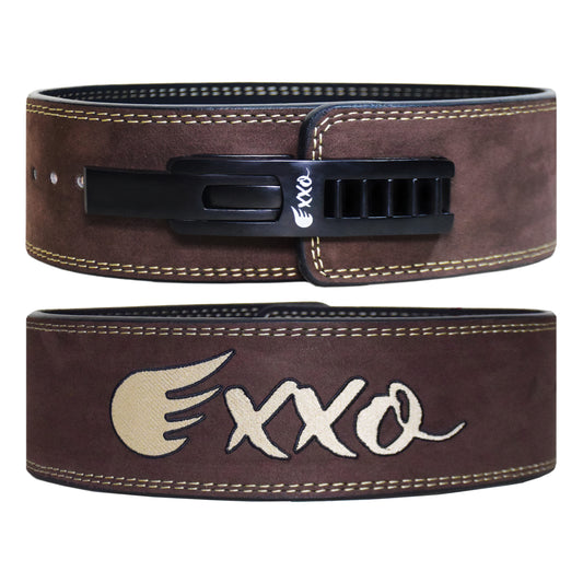 Exxo Weightlifting Lever Belt Made of Genuine Cow Leather 10mm Thick Heavy duty Belt with Outside Teeth Buckle for Men & Women Lower Back Support for Gym Workouts Deadlifts Squats Powerlifting (Black (D.Brown))