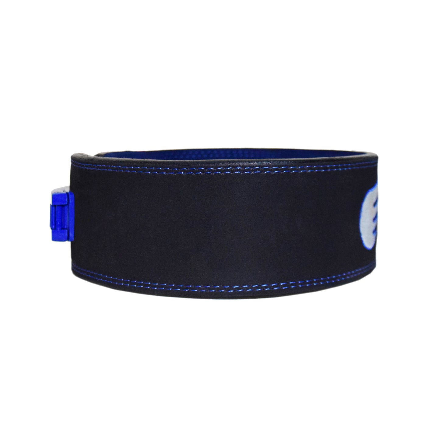 Exxo Weightlifting Lever Belt Made of Genuine Cow Leather 10mm Thick Heavy duty Belt with Outside Teeth Buckle for Men & Women Lower Back Support for Gym Workouts Deadlifts Squats Powerlifting (Black (Blue))