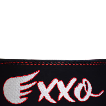 Exxo Weightlifting Lever Belt Made of Genuine Cow Leather 10mm Thick Heavy duty Belt with Outside Teeth Buckle for Men & Women Lower Back Support for Gym Workouts Deadlifts Squats Powerlifting (Black (Red))