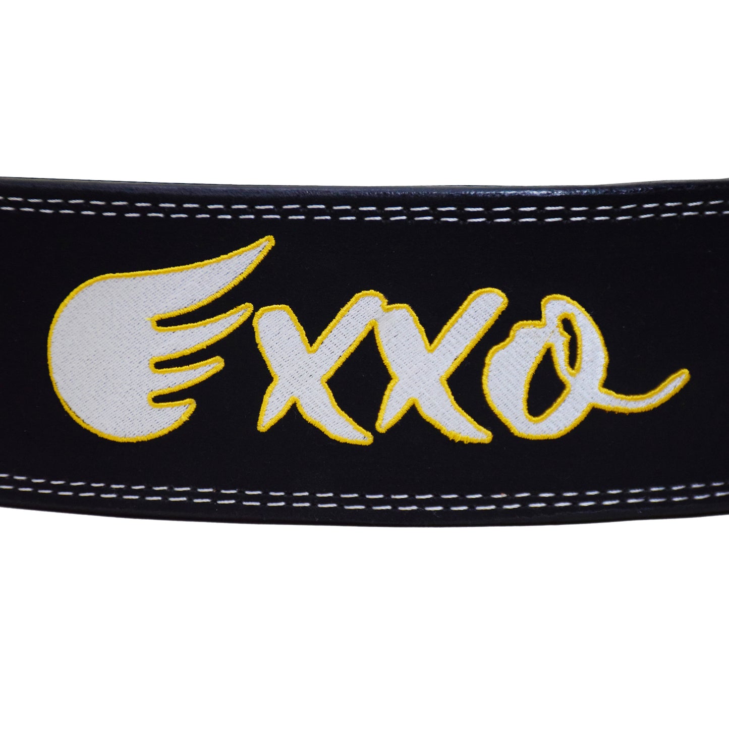 Exxo Weightlifting Lever Belt Made of Genuine Cow Leather 10mm Thick Heavy duty Belt with Outside Teeth Buckle for Men & Women Lower Back Support for Gym Workouts Deadlifts Squats Powerlifting (Black (White))