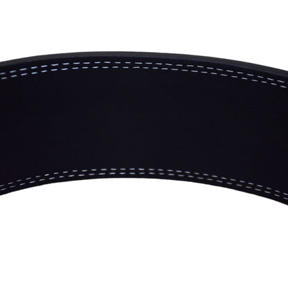 Exxo Weightlifting Lever Belt Made of Genuine Cow Leather 10mm Thick Heavy duty Belt with Outside Teeth Buckle for Men & Women Lower Back Support for Gym Workouts Deadlifts Squats Powerlifting (Black (White))