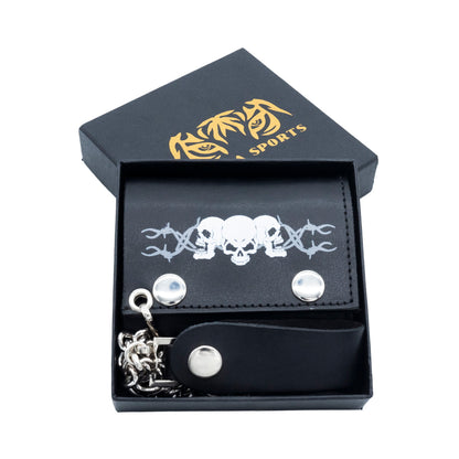 Set of 3 – 2 Wallets + 1 Genuine Leather Belt – Biker Gift Set