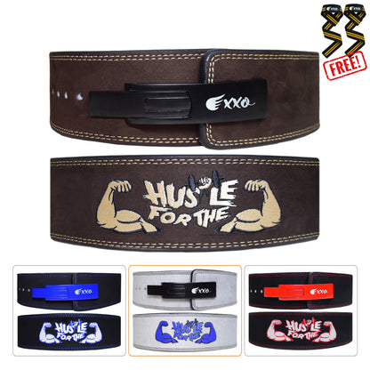 Hustle for the Muscles Weightlifting Lever Belt Made of Genuine Cow Leather 10mm Thick Heavy duty Belt for Men & Women Lower Back Support for Gym Workouts Deadlifts Squats Powerlifting