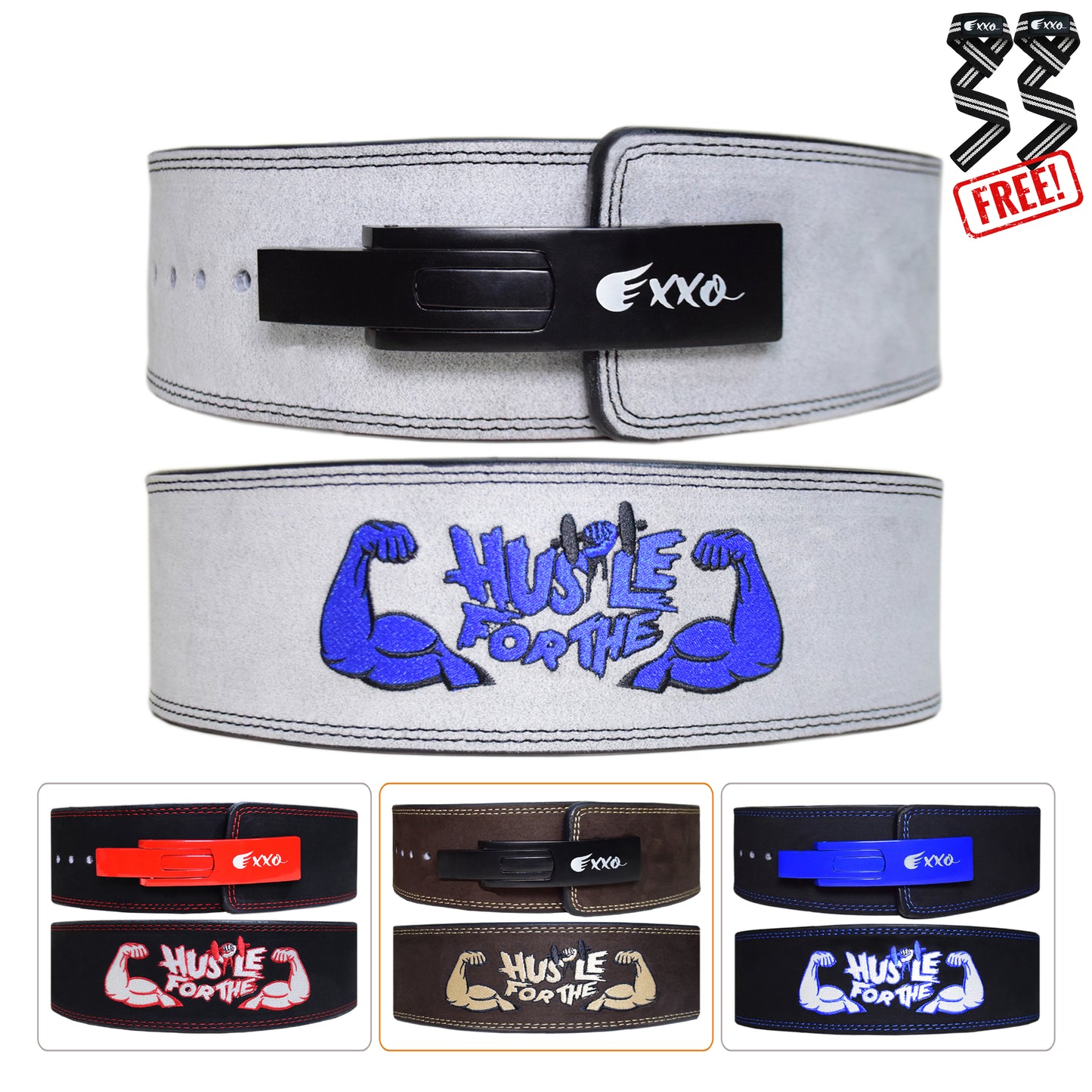 Hustle for the Muscles Weightlifting Lever Belt Made of Genuine Cow Leather 10mm Thick Heavy duty Belt for Men & Women Lower Back Support for Gym Workouts Deadlifts Squats Powerlifting