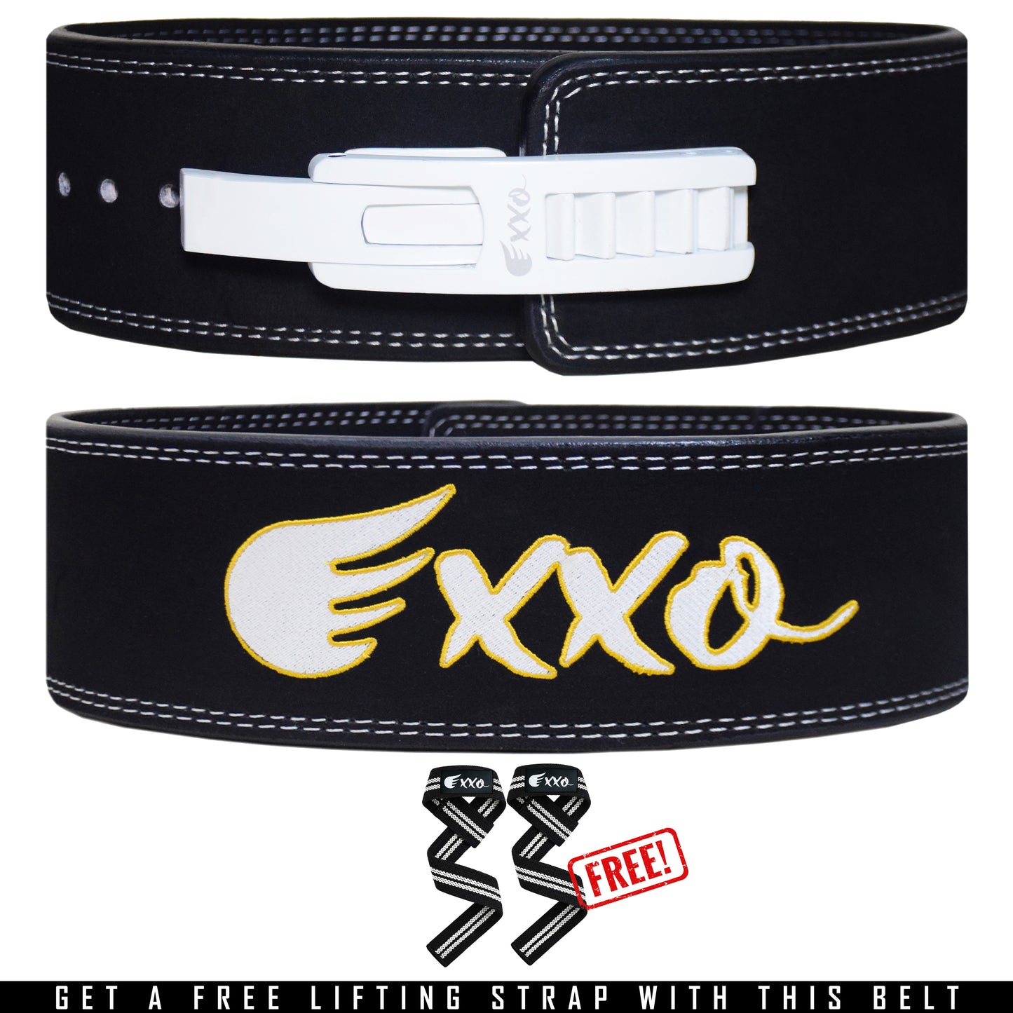 Exxo Weightlifting Lever Belt Made of Genuine Cow Leather 10mm Thick Heavy duty Belt for Men & Women Lower Back Support for Gym Workouts Deadlifts Squats Powerlifting