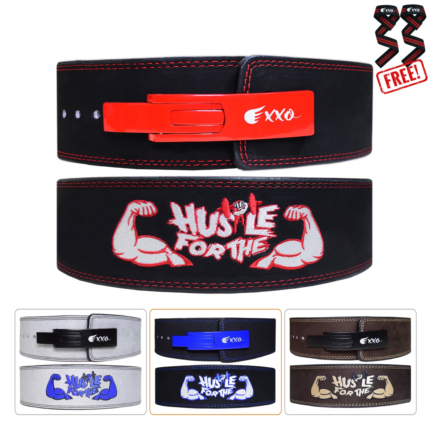 Hustle for the Muscles Weightlifting Lever Belt Made of Genuine Cow Leather 10mm Thick Heavy duty Belt for Men & Women Lower Back Support for Gym Workouts Deadlifts Squats Powerlifting