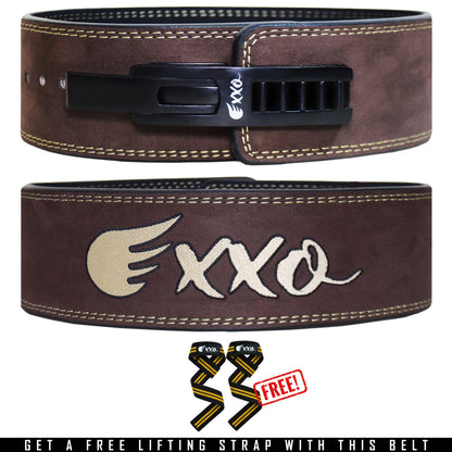 Exxo Weightlifting Lever Belt Made of Genuine Cow Leather 10mm Thick Heavy duty Belt for Men & Women Lower Back Support for Gym Workouts Deadlifts Squats Powerlifting